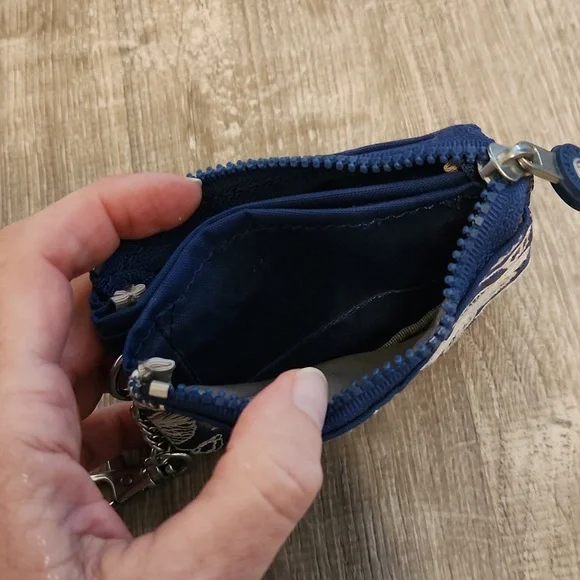 Kipling Floral Navy Blue Coin Purse with Keychain - Picture 4 of 5